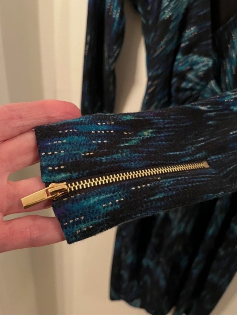 Cache Metallic Teal, Blue & Black Wrap Dress - Picture 4 of 5